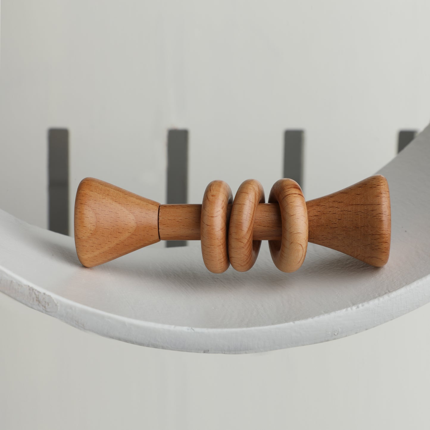 Wooden Dumbell Baby Rattle