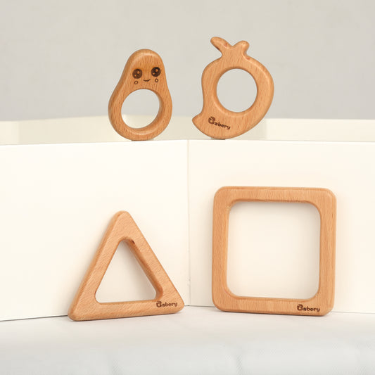 Wooden Teethers - Shapes & Fruits Combo 2