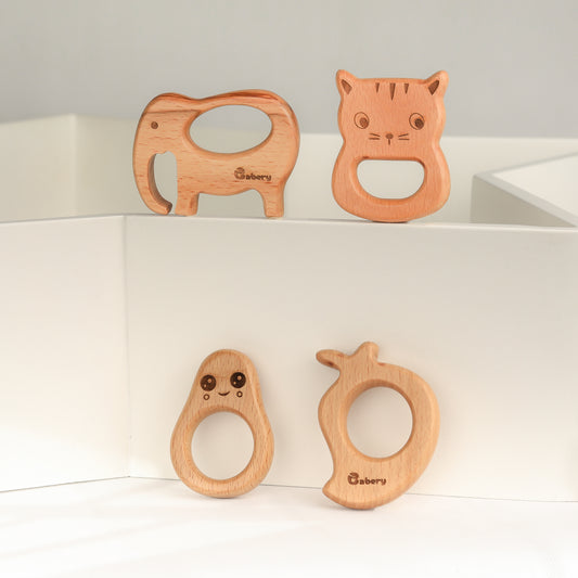 Wooden Teethers - Animals & Fruits Combo 3