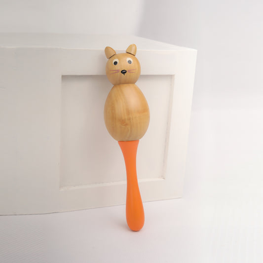 Wooden Cat Baby Rattle