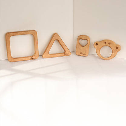 Wooden Teethers - Animal + Shapes + Icecream Combo 4
