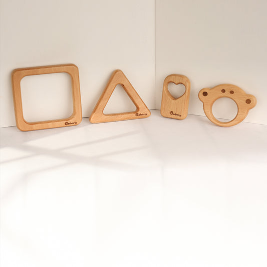 Wooden Teethers - Animal + Shapes + Icecream Combo 4